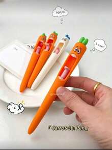 4/8支装胡萝卜造型中性圆珠笔，创意文具，黑色墨水，趣味复活节礼物和派对小礼品，独特的返校用品，塑料材质，卡通造型，最适合学生和上班族，减压圆珠笔，趣味减压笔，生日礼物，圣诞礼物 - 独特礼物 - 多色4 - 查看 6