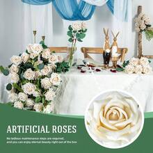 Roses Faux Flowers Silk Roses 16.5in Artificial Roses With Stems Realistic Artificial Flowers Suitable Indoor Home Decor Bouquet Wedding Decor Party Decor Pink Purple, 12PCS - Putih 36 pcs - View 4