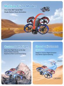 TOKQI 2026新款发光悬停双摄像头无人机，FPV屏幕传输遥控，一键360°特技翻转，电子稳定双镜头，无头模式多功能四轴飞行器，青少年理想礼物