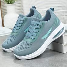 Women's Athletic Shoes, Available In Plus Sizes, Slip-On Design, Lightweight And Breathable Mesh Upper, Slip-Resistant And Shock-Absorbing, Machine Washable, Sporty Style, Tennis Shoes, Perfect For Everyday Wear, Running, Fitness, Travel, And Shopping, Making A Great Women's Day And Mother's Day Gift. - 淺藍色 - 查看 2