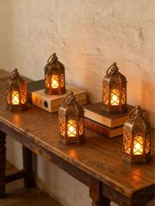 12Pcs Gold Mini LED Lanterns - Batteries Included, Hanging Decor For Wedding Party Table Centerpiece - màu đồng thau - Xem 9