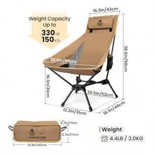 Outdoor ChairsOneTigris Tigerblade - Silla de camping con respaldo alto y diseño de almohada cómoda silla plegable con asiento ampliado - MarrnCoyote - Ver 3