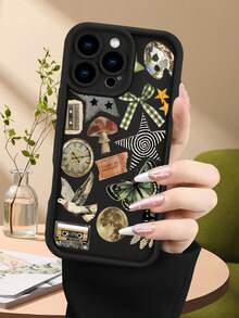 Funda de teléfono minimalista y gruesa a prueba de caídas con diseño navideño de gato, regalos y adornos, resistente al agua y arañazos, estilo festivo elegante para mujer, compatible con Apple 17/16/15/14/13/12/11/Pro/ProMax,compatible con Galaxy A34/A35/A54/A55,Galaxy S20/S21/S22/S23/S24/S25 Ultra/Plus,compatible con Moto/Galaxy/Redmi/Honor/OPPO Soft - Negro - Ver 3