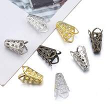 100pcs/Pack Iron Four-Leaf Clover Hollow Flower Cup Tassel Cap, 10.5X16mm Metal Jewelry Making Bead Cap, Jewelry Base, Pendant, Necklace Tassel Accessory, Handmade DIY Bead Cap Spacer Craft Supplies - Four-leaf Wine Glass Holder - View 8