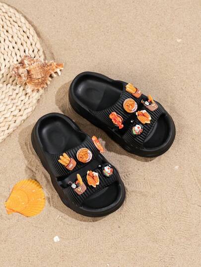 1 đôi dép trẻ em/trẻ nhỏ bằng chất liệu EVA mềm mại, bền chắc, chống trượt, kiểu dáng dễ thương, thời trang, thích hợp cho hoạt động ngoài trời, nghỉ mát, đi biển, mùa hè.