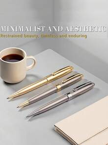 1pc Classic High-End Business Pen, Business Twist Ballpoint Pen 1.0mm Exquisite Design Black Ink Refill Rollerball Pen, Suitable For Signature Business Office Supplies For Men And Women, Luxury Black Ink VIP Client Exclusive Metal Ballpoint Pen - Multicolor - View 3