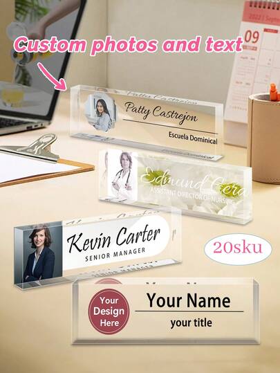 Custom Engraved Acrylic Name Plate For Desk,Customize Photo And Text,Office Desk Decor For Women Men, Acrylic Desk Accessories, Office Gifts For Boss, Employee Appreciation Gifts,Ideal For Boss, Teacher, Coworker Appreciation Gifts,Personalized Office Decor, Ideal Gift For Bosses, Teachers, Lawyers, Doctors & Colleagues - Perfect For Housewarming, Christmas, Thanksgiving, Personalized Gifts, Holiday Gifts