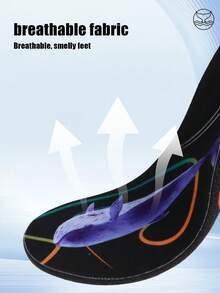 1双男女通用鲸鱼印花足弓支撑鞋垫，吸汗减震，可裁剪，全长设计，适用于运动鞋，适合作为礼物送给朋友