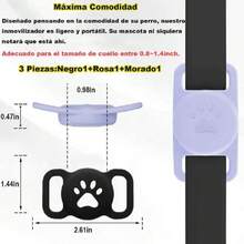 3 Piezas Soporte Impermeable para Collar de Perro,Funda de Silicona antipérdida para Collares de Perros y Gatos,Accesorios de Seguimiento GPS,Soporte para Airtag(Negro1+Rosa1+Morado1),37272287 - Multicolor - Ver 5