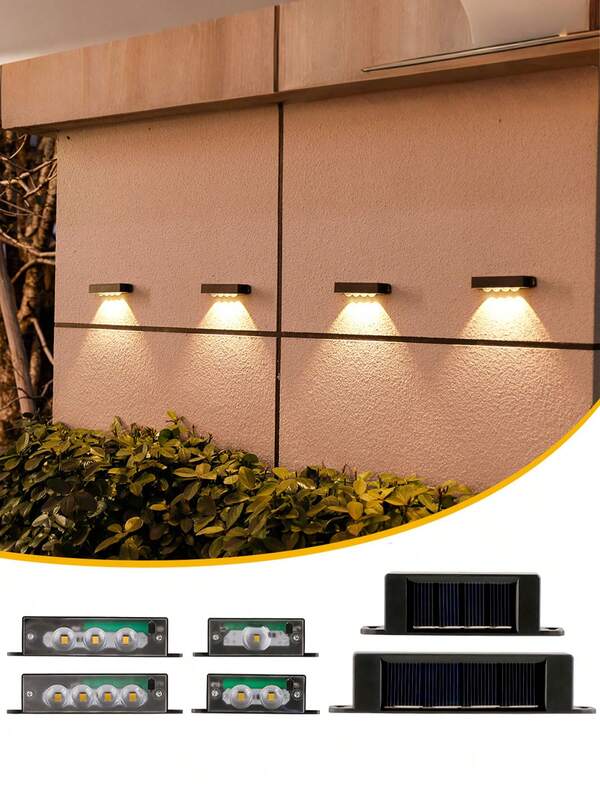 4pcs Mini Solar Wall Lights, 1/2/3/4 LED Bulbs Options, 1000 Lumens High Brightness, With Solar Sensor, Automatically Lights Up From Dusk To Dawn, Suitable For Garden, Yard, Garage