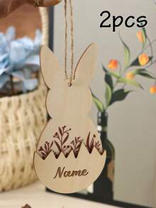 LICVIC Custom Easter Bunny Hanging Ornament With Name, Easter Decoration For Home And Basket Display, Spring Holiday Gift Idea, Personalized Keepsake Decor, Seasonal Farmhouse Style Accent, Customized Name Hanger, Customizable Holiday Wall And Door Decor