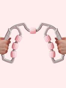 1pc 7-Wheel Leg Massager, Pink/Purple, Acupoint Massage, Muscle Relaxation, Handheld Design For Home Use