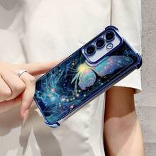 Funda de Teléfono con Luz de Sueño de Cielo Estrellado de Mariposa para Samsung Galaxy S20 FE 5G S20 Ultra S20 Ultra 5G S20 Lite S21 5G S21 FE 5G S21 Ultra 5G S21+ 5G S22 Ultra 5G S23 FE S23 Ultra para Samsung S23+ S24 FE S24 Plus S24 Ultra S25 Edge S25 Plus S25 Ultra Funda Protectora Antigolpes de Cuatro Esquinas Electrochapada Patrón Lindo Nueva Funda Transparente Suave Creativa NR5H - Multicolor - Ver 7