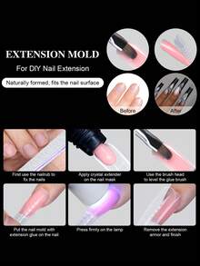 48 pièces de moules à ongles à double extrémité, autocollants pour ongles de forme rectangulaire en forme de cercueil, convenant aux autocollants pour ongles en gel à séchage rapide UV offrant une couverture complète, aux autocollants pour extension d'ongles, aux outils de nail art - Transparent - Voir 2