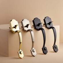 Front Door Lock Set, Handleset With Shelby Lever, Level Door Handle, Exterior, Single Cylinder Packs, Oil Bronze, 1 - Pack - 油性青銅 + 1 包 - 查看 4