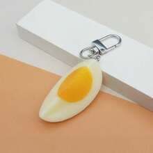1pc Realistic Egg Keychain Pendant, Funny Halved Egg Backpack Charm, Quirky Student Backpack Decoration, Home Decor Keychain Gift - Multicolor - View 7