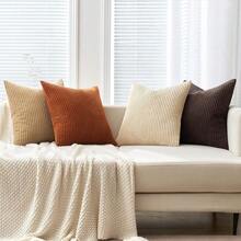 [Free Shipping]MIULEE Boho Farmhouse Throw Pillow Covers 18x18 Inch Set Of 4 Rustic Mordern Neutral Cushion Covers Soft Corduroy Nordic Home Decor For Couch Bed Sofa Living Room Brown-Beige - 棕褐色 18 英吋 x 18 英吋 4 件裝 - 查看 6