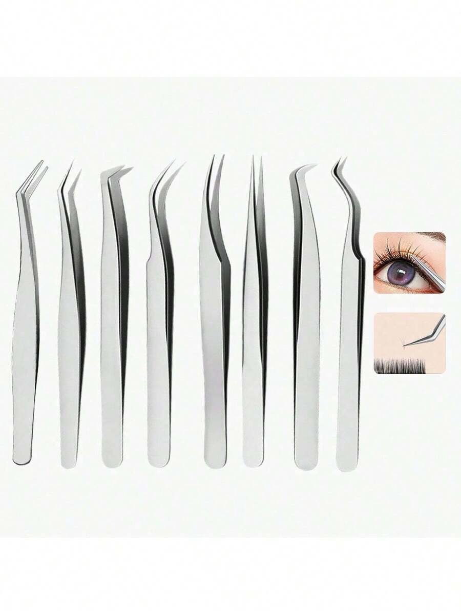 Pensetă pentru gene, Pensetă pentru extensii de gene, Pensetă pentru extensii de gene, Pensetă pentru separarea extensiilor de gene, Pensetă pentru extensii de gene - Multicolor - Vizualizare 1