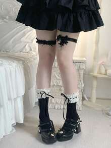 1 Pair Women's Fashion Casual Comfortable Minimalist Romantic Pastoral Ballerina Style Mid-Calf Socks, Sweet Lolita Cotton Socks - Multicolor - View 5