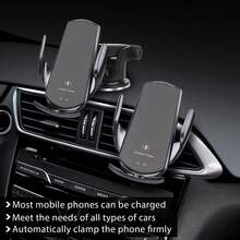 无线车载充电器，15W快充车载手机支架，自动夹紧对准出风口手机支架，兼容 17、16、15、14、13、12、Mini、Pro Max、Plus、11、XR、XS、X、8等机型，兼容三星Galaxy S25、S24 Ultra、S23、S22、S21、S20、Note 20等机型。 - 黑色 - 查看 3