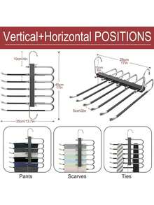 EstiloTendenciaPerchas Ganchos Para Pantalones, Perchas Plegables 6 En 1 De Acero Inoxidable, Percha De Acero Inoxidable En Forma De S, Organizadores De Almacenamiento Para Pantalones Faldas Bufandas (2)Calidad PremiumVersióN Mejorada - 2 - Ver 2