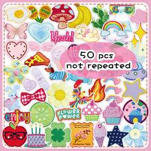 50pcs Minimalist Cartoon Cute Embroidered Fabric Graffiti Ins Style Fresh Desktop Glass Helmet Stickers - Multicolor - View 10