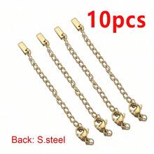 10pcs Stainless Steel Extension Chain Engraved Lobster Clasp Set, Suitable For DIY Jewelry Making Bracelets, Necklaces, Anklets, Chain Extender - Extended Chain With Lobster Clasp - View 11