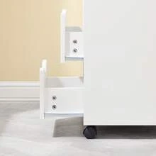 SoBuy FBT105-W, Home Office File Cabinet Printer Stand, Storage Cabinet On Wheels, Side Table End Table