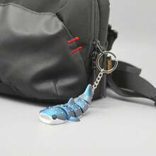 3D Printed Shark Keychain - Realistic Shark Design With Key Chain-Lightweight Whale Shark Bag Charm Key Ring For Everyday Halloween Christmas Gifts Oceanic Whale Shark Decor Accessory Ornaments Bag Hanging For Backpacks, Phones, Cars - No Power Needed, Shark Decor - 彩色 - 查看 2