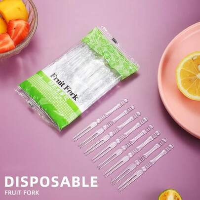 Transparent Plastic Forks - 100-Pack For Desserts, Cake Servings & Travel Use