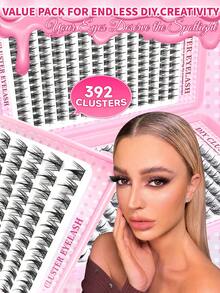 392pcs/28 Rows Cartoon Eyelash Clusters, Cartoon Eyelash Clusters, Anime Clusters, Eyelash Extension Clusters, Natural Makeup Eyelashes, Fairy Eyelash Clusters, Cartoon Individual Eyelashes, Suitable For Beginners - D - View 3