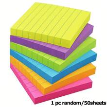 Bộ 1/6 tập giấy ghi chú có dòng kẻ 3x3 inch, màu sắc tươi sáng, giấy ghi chú siêu dính nhiều màu, 50 tờ/tập, 1/6 tập. - Nhiều màu - Xem 10