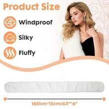 Long Women's Faux Fur Collar Scarf Wrap, Cold Winter Warm  Scarf Shawl Shrug Neck Warmer Wrap,White - 白色 - 查看 5