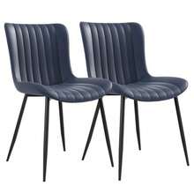 Blue Esszimmer-PU-Esszimmerstühle, 2er-Set – Modern Kunstleder-Sessel - Blue - View 2