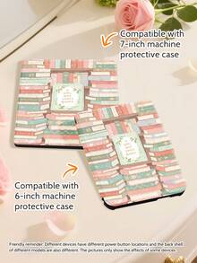 This E-Book Shockproof Cover Is Designed For Book-Loving Girls, Featuring A Bookshelf And Book-Themed Pattern With Beautiful Illustrations. Lightweight And Portable, Made Of High-Quality Materials, With Auto Wake/Sleep Function And Corner Protection, Making It A Romantic And Thoughtful Gift. - Multicolor - View 4
