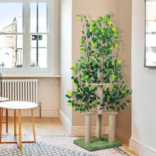 Cat Tree With Leaves, Cat Tower For Indoor Cats, Cat Tree With Scratching Post For Climbing, Hiding(Green) - mặc định - Xem 2