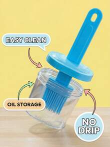 1 pensulă din silicon pentru ulei de copt (roz/albastru/verde), peri moi și rezistenți la căldură, potrivită pentru ungerea, spălarea ouălor, coacere, prăjire și prepararea ingredientelor ușoare. Fabricată din material siliconic, cu un recipient de ulei acoperit, un instrument practic pentru întinderea sosurilor și ungerea în bucătărie.