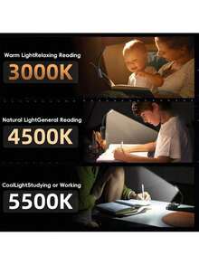 EstiloNELAPARO LED Luz De Lectura, Lectura Luz De Libro Con 3 Modos De ProteccióN De Los Ojos AtenuacióN Continua, Recargable LáMpara De Libro Con Clip Para Estudio, Leer, Trabajar, Viaje EctVersióN Mejorada - Negro - Ver 4