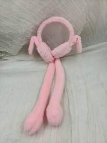 1pc Kids Solid Color Cute Rabbit Ear Earmuffs, Warm Ear Protection For Autumn/Winter - 1pc - View 7