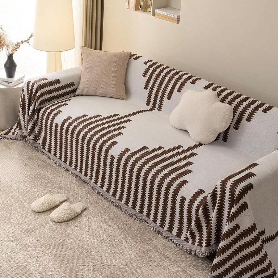 AKASENKO Funda Sofá Chenille Doble CaraFunda de Sofá Chenilla Reversible Washable Anti-Slip Multifuncional Sofa Fundas sofá para Mascotas Acolchadas All Seasons Color café 180*150CM - Colorcaf - Ver 1