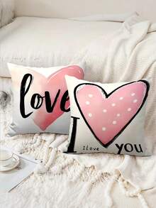 4Pcs Valentine'S Day Themed Cushion Covers, Creative Pattern Single-Sided Print, 100% Polyester Fiber, Zipper Closure, Machine Washable- Ideal For Home And Office Decoration, Valentine'S Day Decoration, Happy Valentine'S Day, Sofa Decoration - Pink - View 8