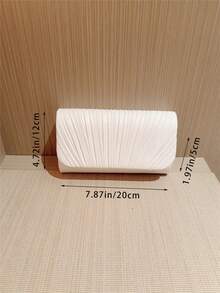 Women's Elegant Fashion Mini Flap Pleated Square Bag With Chain, Evening Clutch - White - View 6