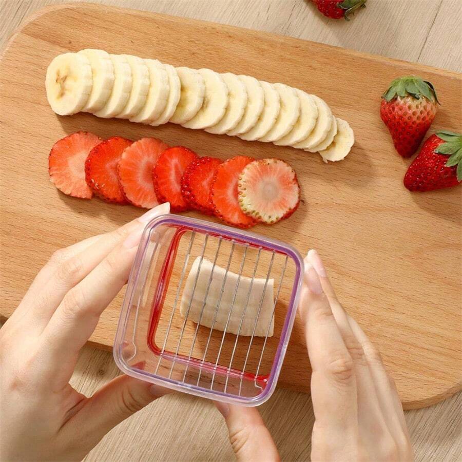 (1pc)Fruit Slicer Cup - Strawberry & Vegetable Chopper With Stainless Steel Blades - Mini Cup Slicer For Banana, Kiwi & Salad