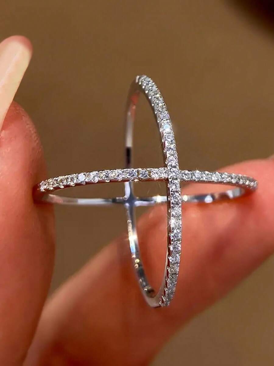 1 chiếc nhẫn đá Cubic Zirconia thanh lịch, quà tặng Ngày Valentine cho nữ, trang sức kỷ niệm.