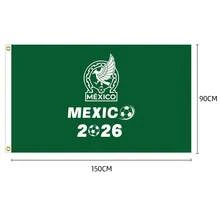 Suministros para fanáticos de México, juego de funda para coche con bandera, funda para espejo de coche, bufanda, suministros para fanáticos de la Copa Mundial 2026 de EE. UU., Canadá y México - Gran bandera - Ver 2