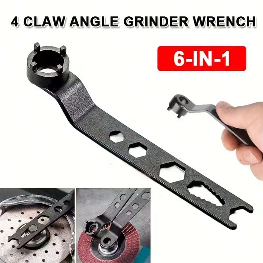 1pc 4-Claw Angle Grinder Wrench, Multi-Functional Angle Grinder Spanner With Extended Handle, High Hardness Multi-Purpose Wrench - Multicolor - View 1