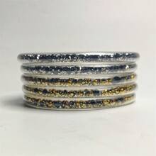 5pcs Sparkly Crystal Beaded Stackable Bangle Set Transparent Bracelets With Iridescent Rhinestones For Women Beach Vacation Wear - AB Diamond - View 13