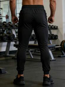 Quần thể thao nam mùa hè mỏng, ống thẳng, bó sát, kiểu dáng thường ngày. - màu đen - Xem 2