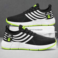 Men's Fast Lightweight Original Adult Sports Shoes For Gym, Training, Running - Affordable - Black/Green - View 1