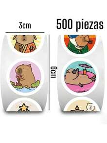 EstiloQuerida Mia, pequeña Liz|   500 Piezas Capybara Pegatinas Calcomanías Kawaii Animal Vinil Scrapbook Arte Manualidades Tarjetas DIY|   Obsequio Recuerdo Regalo Fiesta Día del Niño (Capybara C, 1 Roll=500 Pz)Versión mejorada - Carpincho C - Ver 5
